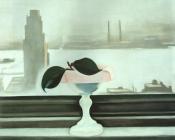 Pink Dish and Green Leaves - 乔治亚·奥基夫